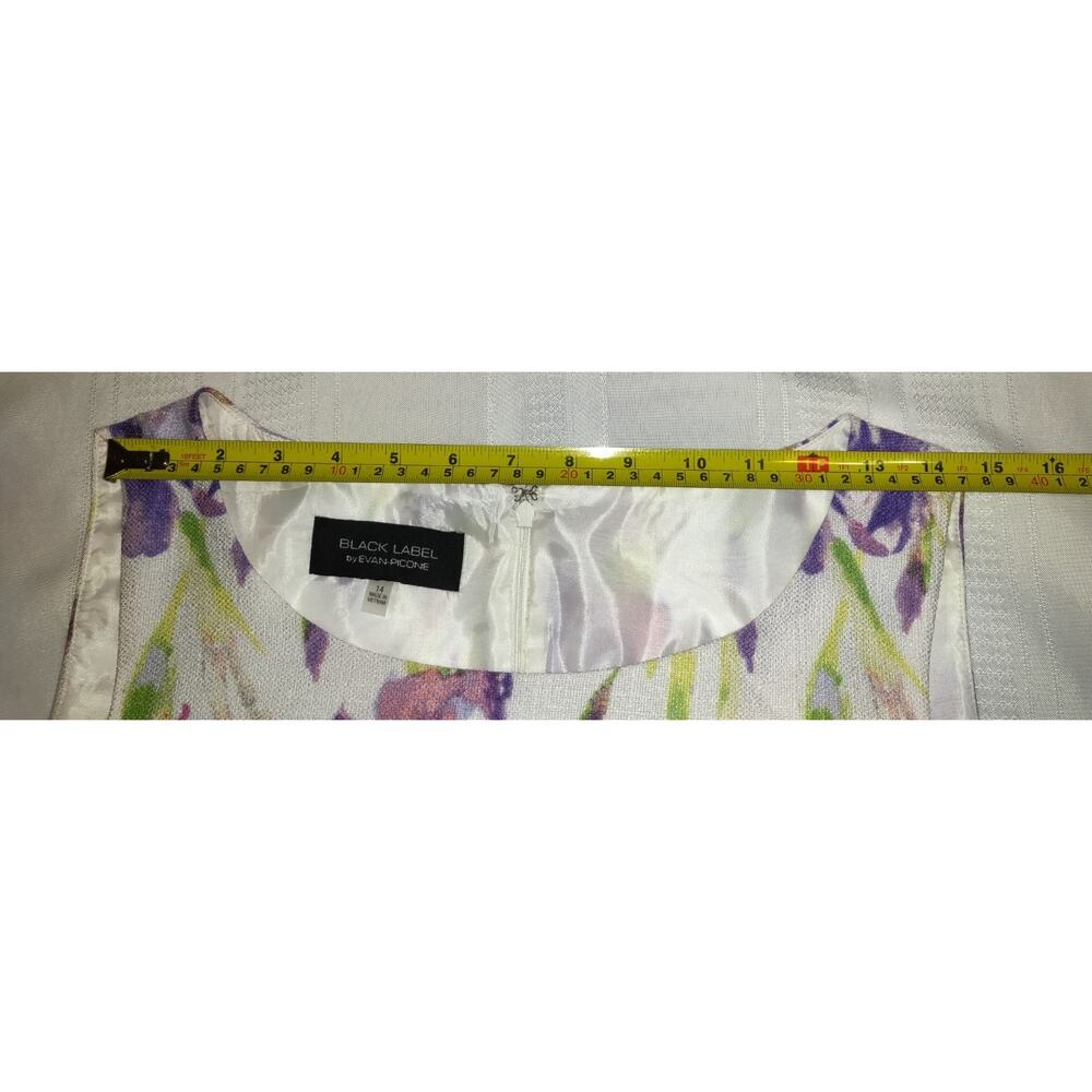 Black Label Evan Picone Sheath Dress Sz 14 Floral  Art To Wear Church Artsy - Picture 13 of 16